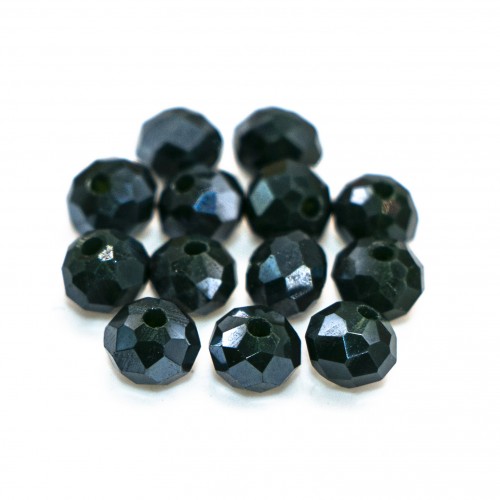 Бусины рондели 4*3мм, темно-зеленый матовый с покрытием АВ.